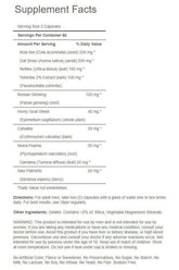 Supplement facts for Puritan's Pride Viper capsules, highlighting natural ingredients and dosages in each serving.